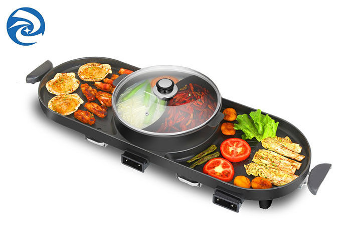2200W Electric Grills Wajan Wajan bebas asap rokok, 220V Electric Barbecue Indoor Hot Pot