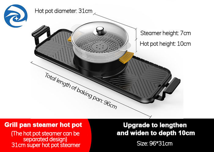 2200W Electric Grills Wajan Wajan bebas asap rokok, 220V Electric Barbecue Indoor Hot Pot