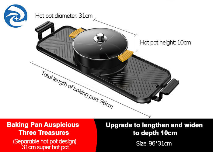 2200W Electric Grills Wajan Wajan bebas asap rokok, 220V Electric Barbecue Indoor Hot Pot
