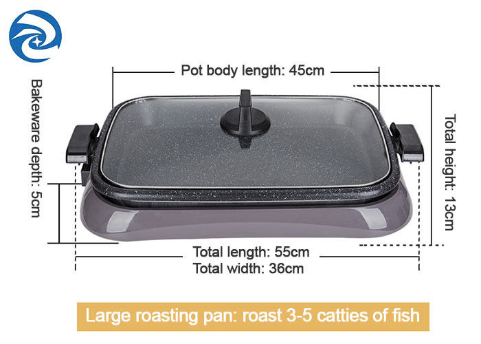 1600W Electric Grills Wajan Wajan Anti Panas Memerah