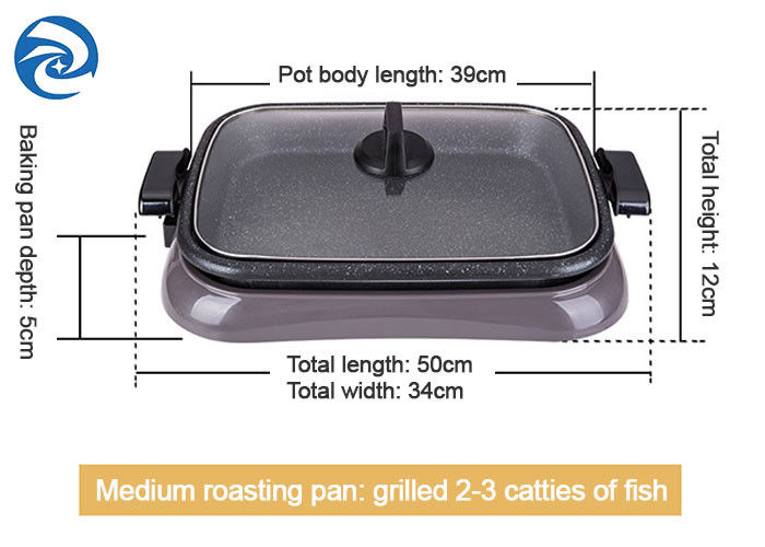 1600W Electric Grills Wajan Wajan Anti Panas Memerah